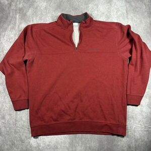 Columbia Mens XL Quarter Zip Pullover Fleece Lined Sweatshirt Red Warm Outdoors